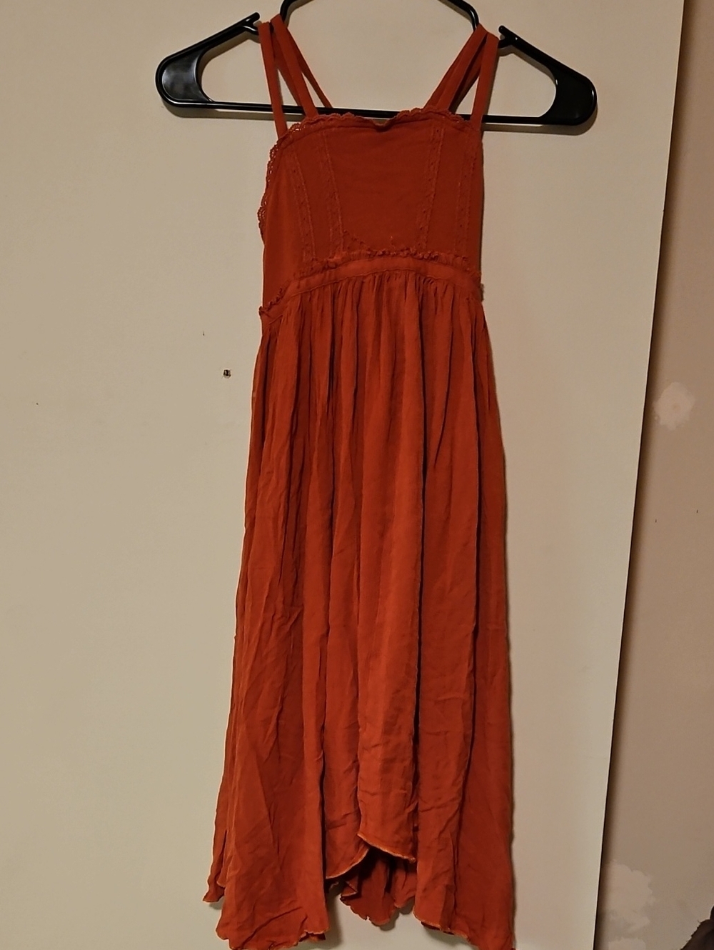 Girls Rust Orange Double-Strap Casual Maxi Dress
